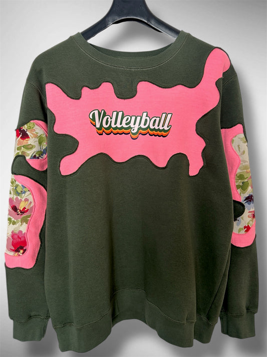 Green & Pink Volleyball Sweatshirt